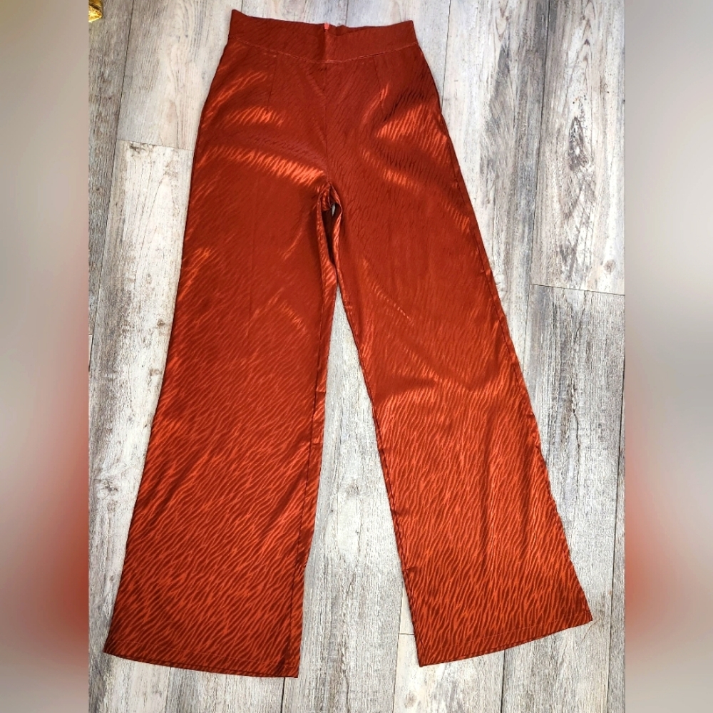 Boohoo Burnt Orange Flare Pants